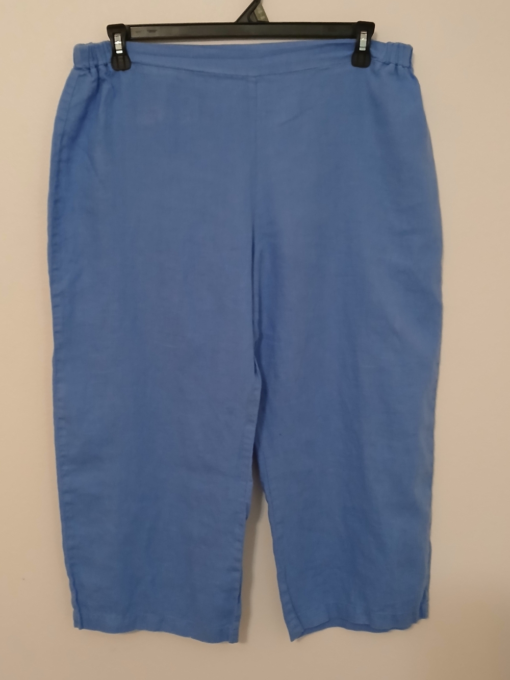 Flax Light Blue Pull-On Crop Linen Pants